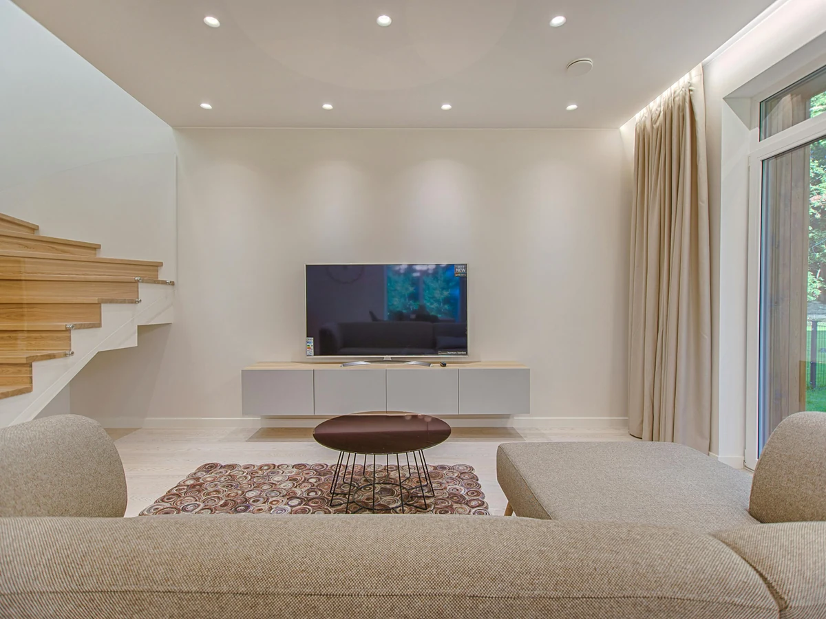 Modern living room painting in Exeter by Exeter Decorators